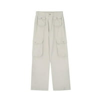 Ženski retro multi džepni trend labavi ravni kombinirani hmelj teretni pantalone Ležerne hlače Velike