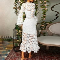 Hinvhai Plus Veličina haljina za žene čišćenje Žena V-izrez Dugi rukavska haljina Ljeto Čvrsto labavo