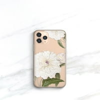 Floral iPhone Case, iPhone Pro Case, Bijeli božur, iPhone Mini Case Clear sa dizajnom Galaxy S IPhone
