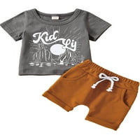 Suanret novorođenčeti dječaci ljetne odjeće s kratkim rukavima Pismo Ispis majica Elastična struka kratke
