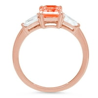2.0ct smaragdni rez crveni simulirani dijamant 18k ružičasto zlato godišnjica angažmana kamena prstena