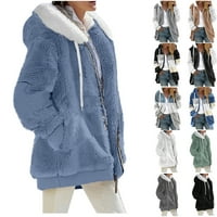 SKSLOEEg Ženska jakna za žene za žene, žena za žene, začenjena jakna sa kapuljačom zima zimska plus