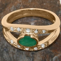 Britanska napravljena 10k Rose Gold Prirodni smaragdni i dijamantni ženski godišnjice - Opcije veličine