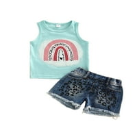 Avamo Girls Hotsa setovi Elastične košulje od struka + hlače Cvjetni tisak ljeti odjeću Dječja dječja
