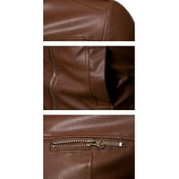 Olinvenn Clearence Muška modna radna odjeća Kožni kaput Dugi rukav džepov sa dugim rukavima Zip Up ugrađena
