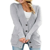 Asyoly Cardigani za žene osnovni dugi kardigan džemper Trendy Chunky Cardigan džemper kaputi za žene