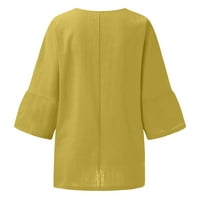Ženski rukav vrhovi pamučne posteljine Thirts ljetni casual tunika cvjetajuca za praska majice Basic