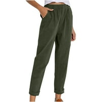 Hoksml pantalone za žene, ženske ležerne čvrste hlače Udobne elastične visoke struk široke noge casual