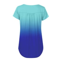 Ženske bluze Henley Solid bluza casual ženska modna kratka rukava ljetni vrhovi plavi 4xl