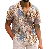 Ležerni muškarci Košulje tropskog odmora od ispisanog kratkog rukava Classic gumb dolje proljeće Summer