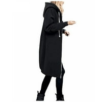Cuoff Womens kaputi jakne za žene topli patentni zatvarač Otvorene dukseve Dugačka dugačka odjeća Žene
