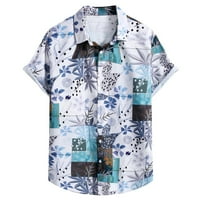 Dugme Down Havajska majica za muškarce Kratki rukav sa tropskim printom Notch Lapel ovratnik plaža Ležerne
