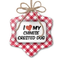 Božićni ukras, volim svoj kineski pseći iz Kine Red Plaid Neonblond