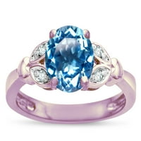 Star K Okrugli originalni plavi Topaz Marquee Design Dizajn za zaručnički prsten u KT ruži Gold Veličina