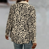 Voncos Fall Jackets za ženske tipke Leopard tiskani dugi rukav moda sa džepovima Ovratnik na otvorenom