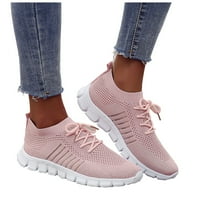 Modne žene mrežne casual čipke sportske cipele koje rade prozračne cipele, ružičaste