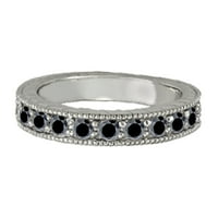 Mauli dragulji za žene 1. Carat Channel Prong Podešavanje crnog dijamantskih vjenčanica 4-prong 10k