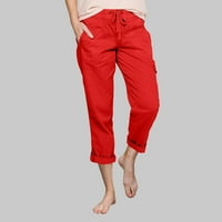 Durtebeua Palazzo hlače široke noge duge pantalone sa džepom ženske petite sportske hlače crvene boje