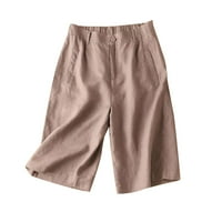 Tawop Womens Capri pantalone za ljetne ženske hlače ženske ljetne gumne gumne gumne za slobodno vrijeme pantalone casual pola kratke hlače smeđe 10