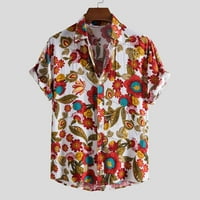 Caveitl velike i visoke majice za muškarce, muškarci Havajski kratki rukav majica na plaži Patchwork Ljetni casual gumb Skirtni košulje od ogrlice bijeli