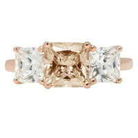 4.0ct Squaral Emerald Cut Champagne Simulirani dijamant 18k ruža zlatna godišnjica angažman kamena prstena