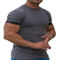 Rejlun muški ljetni vrhovi čvrsti boja T majice Bluza s kratkim rukavima Klasična fit majica modna teretana pulover tamno siva m