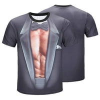 Ayolanni 3D mišićani muškarac Ispis modne fitness okrugli vrat majica kratkih rukava