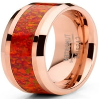 Muški ružingold-tone Tungsten Carbide Vjenčani prsten crveni opal inlay Comfort-Fit