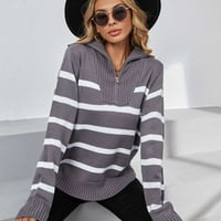 Ženski džemperi plus veličina pulover za čišćenje ženskih V-izrez labav patent zatvarača zaštita na
