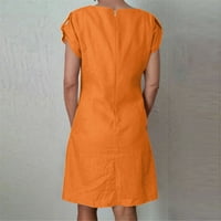 Outfmvch ženske haljine Casual Solid haljina džep s kratkim rukavima okrugli vrat Labavi mini haljina