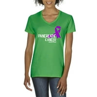 - Ženska majica s kratkim rukavima V-izrez - rak pankreasa