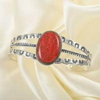 Trgovina LC Santa Fe Style Red Coral Mi Sterling Srebrna manžetna narukvica za žene Nakit Pokloni Veličina