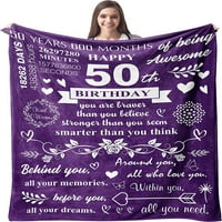50. rođendanski pokloni za žene pokrivač, sretan 50. rođendan ukrasi žene bacaju pokrivač 60 x50