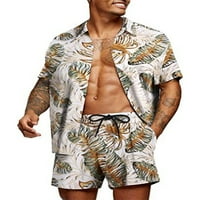 Muška havajska majica i kratke hlače Postavite kratki rukav košulje na plaži sa cvijećem Ljetna zabava