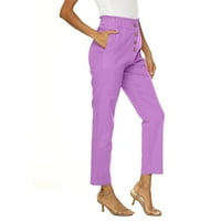 Efsteb ženske hlače zazor pamučna posteljina elastična struka Elegantne casual pantalone Leisure Solid