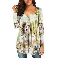 Ženske cvjetne košulje modne labave casual dugih rukava Klasična bluza Classic bluza Flowy Hem majica