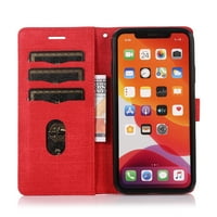 Decaze iPhone Pro CASE, visokokvalitetna tkana tkanina magnetska flipstanda otporna na udarce ultra tanki poklopac, crvena