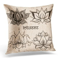 Smeđi cvijet lotosa šareni jastuk jastučni jastuk za tattoo jastuk