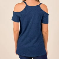 Ženski ljetni čvrsti kratki rukav iznad ramena V-izrez casual majica up up majica