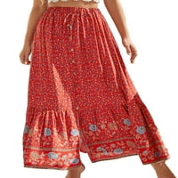 Glonme ženske prednje slave boho duge maxi suknje boemske ljetne ljubljenje A-line suknje cvjetni tiskani