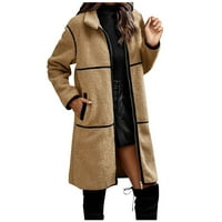 Ženska duga jesenska i zimska solidna boja vunenu kaput dugih rukava