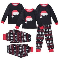 Gotyou Family Božić Pidžama, Božićne majice Hlače Porodična Pajamas Sleep odjeća Crna XL