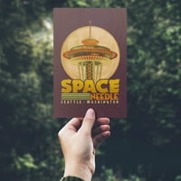 Seattle, Washington, svemirska igla i puni mesec, kontura
