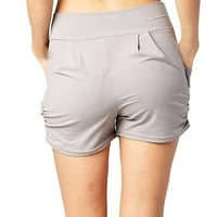 Hanas hlače modne žene casual čvrsti džepovi visoke elastičnosti mekane udobne kratke hlače sive xxxxl