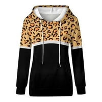 Hoodies za žene Feasion Drawstring dukseve Leopard tiskani pulover Ležerne dukseve sa džepom