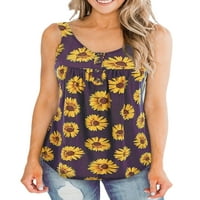 Sexy Dance Women THirts Sunflower Print Vest bez rukava Torp modna bluza Ljetna majica Purple 3xl