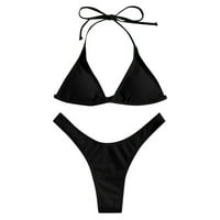 Kupaći kostim za žene s malim strukom čvrstog pritiska visoko rez V-izrez čipke Halter Bikini set dva