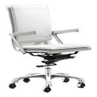 Moderna suvremena uredska stolica, bijela koža kromirana čelika