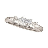 Dijamantna princeza 14kt Bijela zlatna princeza Diamond 3-kameni svadbeni vjenčani prsten za vjenčanje