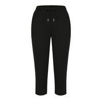 Oalirro Workout gamaše obrezane pantalone Capri gamaše za žene sa džepom džepa crna